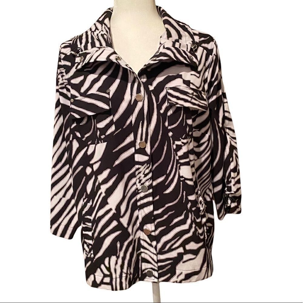 Chicos Zenergy Zebra  Jacket Size Large